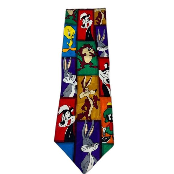 1994 Warner Bros. Looney Tunes Mania Character Tie Bright Colors - Picture 1 of 4